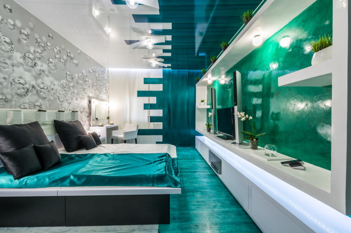 Soffitto bianco e turchese