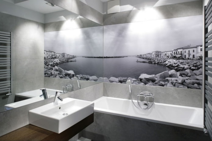 carta da parati fotografica in bagno