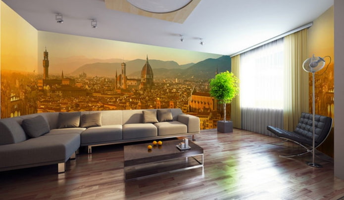 design con carta da parati fotografica ad angolo
