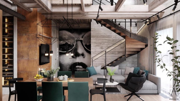 carta da parati fotografica per interni in stile loft