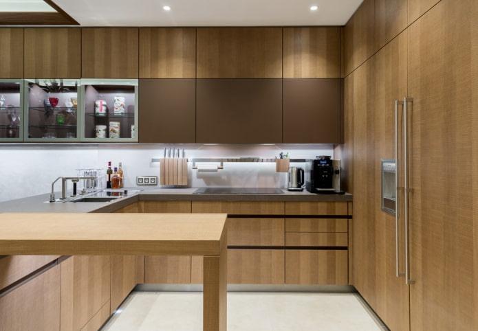 Cucina marrone: combinazioni, idee di design, esempi concreti per gli interni