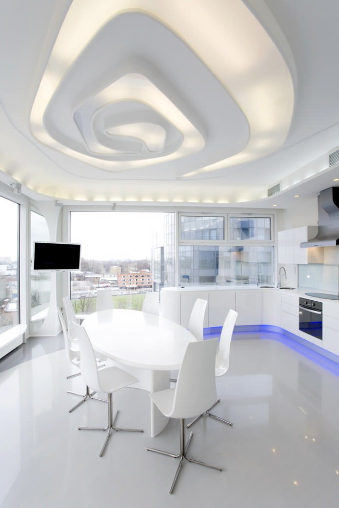 cucina bianca in stile hi-tech