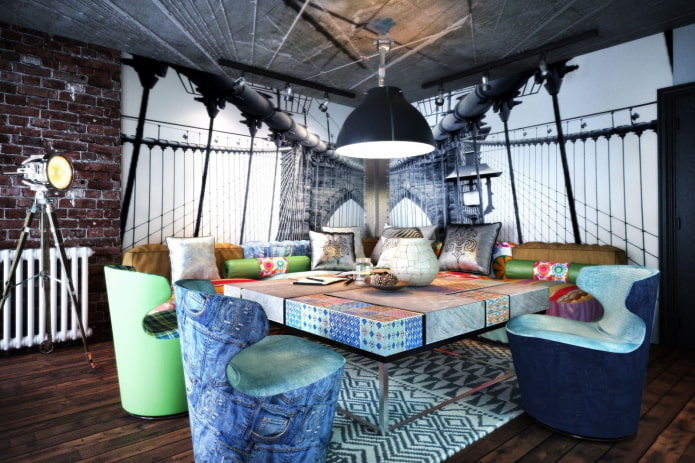 carta da parati fotografica 3D in stile loft