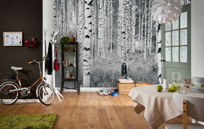 carta da parati 3D in bianco e nero per interni