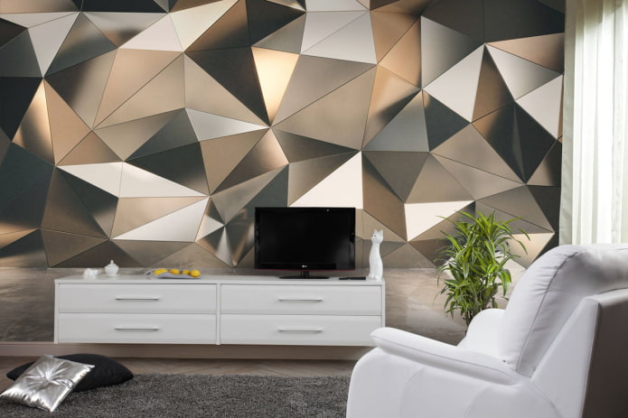 Carta da parati 3D sulla parete dietro la TV