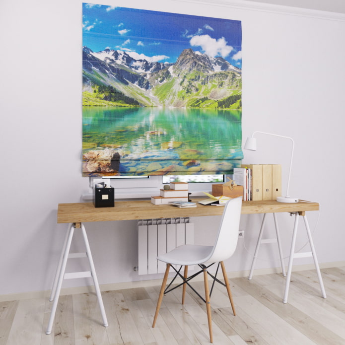 Tende a pacchetto 3D con l'immagine di montagne