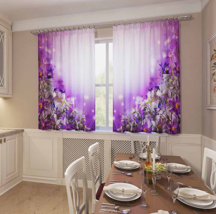 tende corte 3D con immagine di fiori