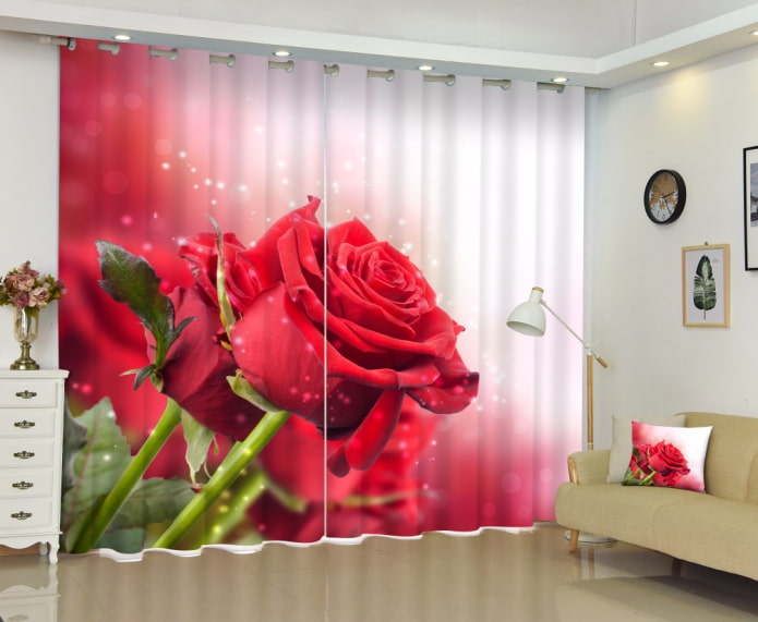 Tende 3D con l'immagine di una rosa