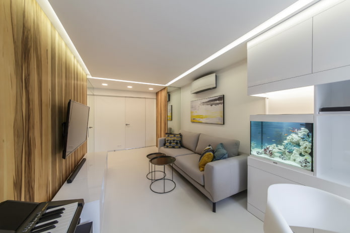interno dell'appartamento con un acquario