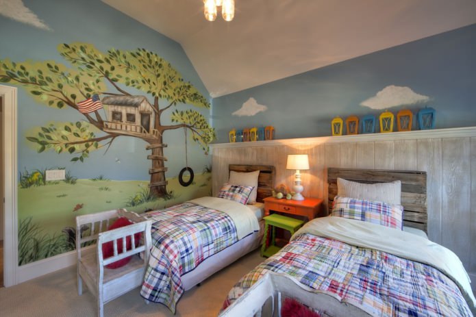 Interno della cameretta per bambini in stile americano