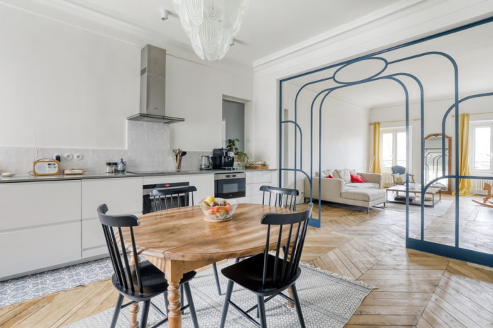 design ad arco nell'interno della cucina