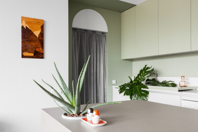 arco al posto di una porta nell'interno della cucina