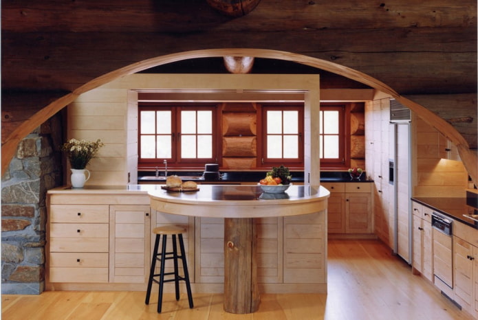 design ad arco nell'interno della cucina