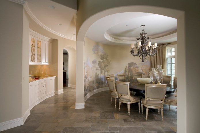 decorazione ad arco nell'interno della cucina