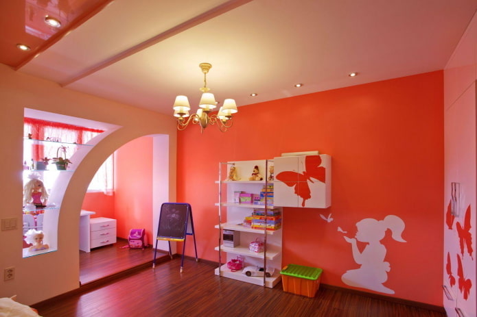 arco in cartongesso all'interno della cameretta dei bambini