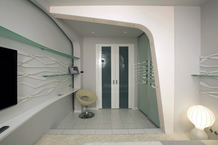 arco in cartongesso in un interno in stile hi-tech