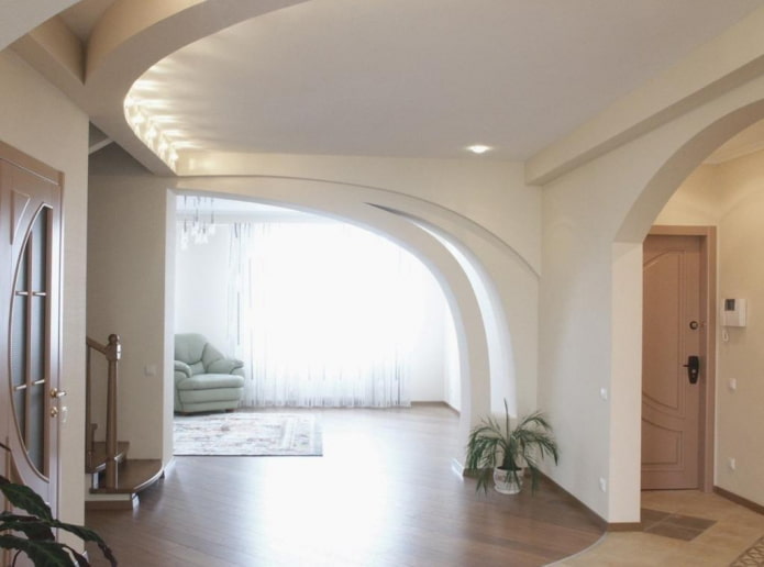 arco obliquo in cartongesso all'interno