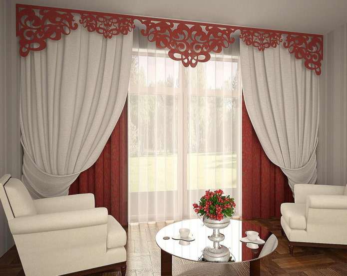 lambrequin modulare decorato per interni