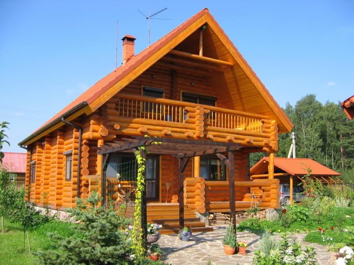 progetto di una casa in legno con balcone