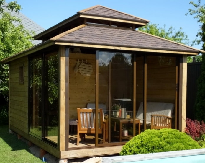 Veranda con finestre scorrevoli