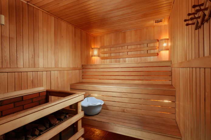 finitura in legno per sauna