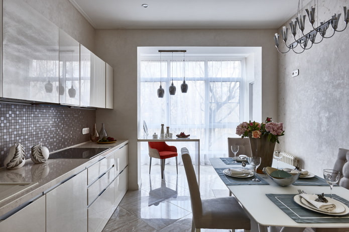 progettazione di una cucina combinata con una loggia