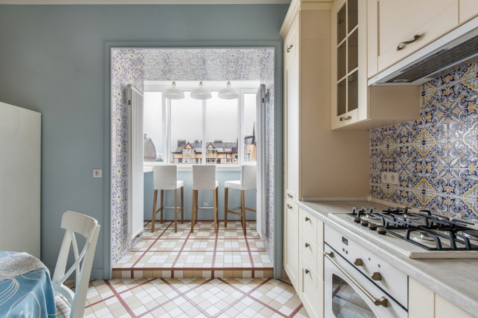 progetto dell'apertura all'interno della cucina combinato con la loggia