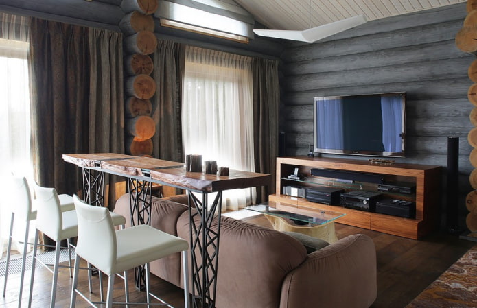 bancone da bar dietro il divano all'interno della sala