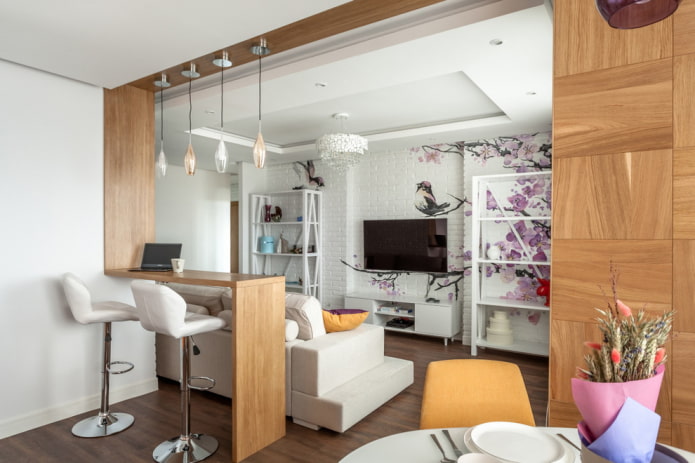 bancone bar in MDF all'interno della sala
