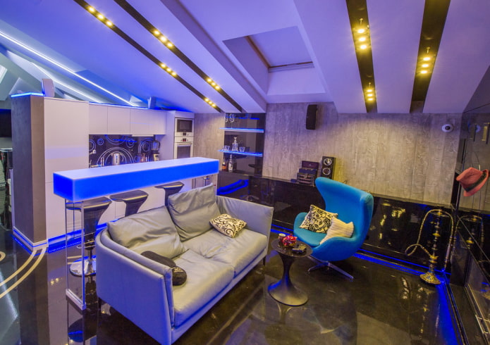 bancone bar con illuminazione interna