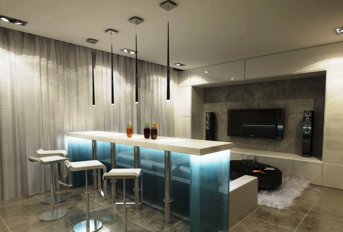 bancone bar con illuminazione interna