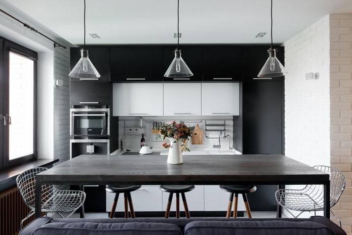 cucina in bianco e nero