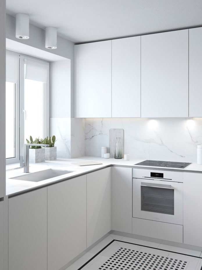 cucina bianca in stile minimalista