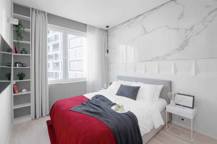 tessuti e decorazioni in camera da letto nei toni del bianco