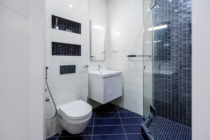 interno bagno bianco e blu