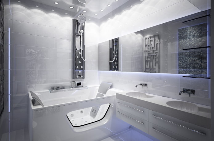 bagno bianco in stile high-tech