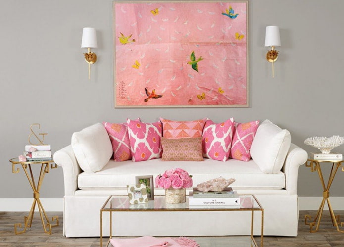 Divanetto bianco e rosa