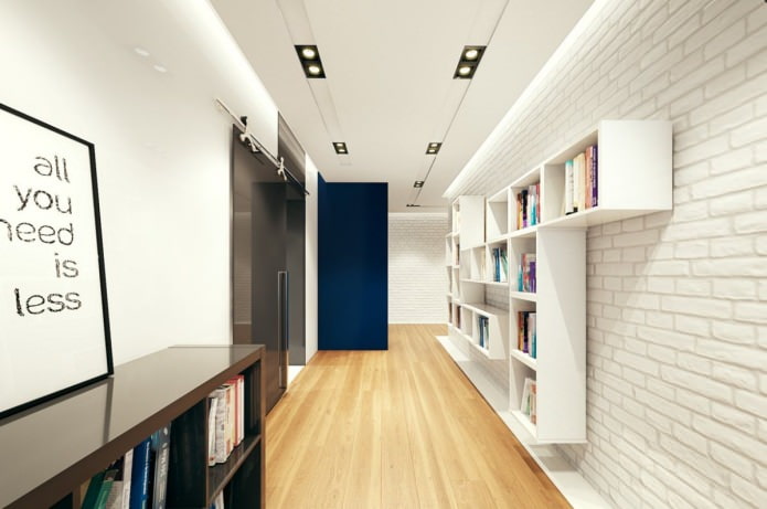 mattoni bianchi all'interno del corridoio