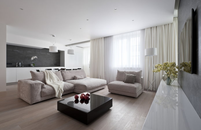 soffitto teso bianco nell'interno del soggiorno