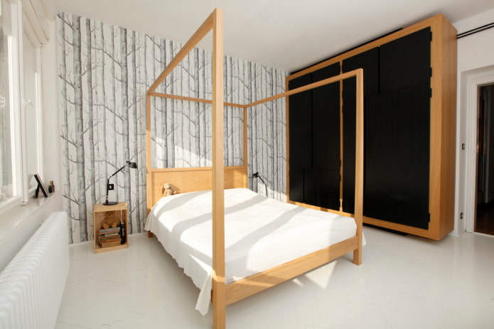 interno di una camera da letto scandinava