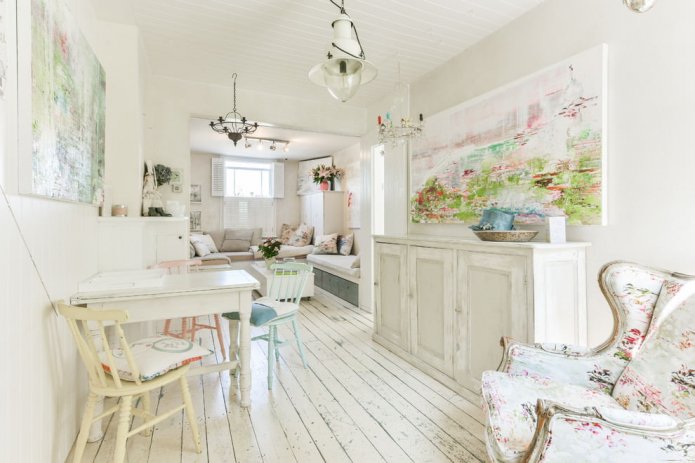 Pavimento laminato bianco in stile antico
