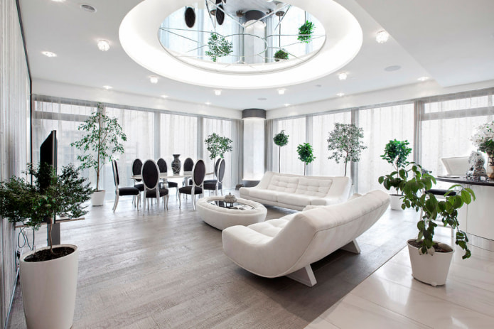 Soffitto combinato con superficie a specchio