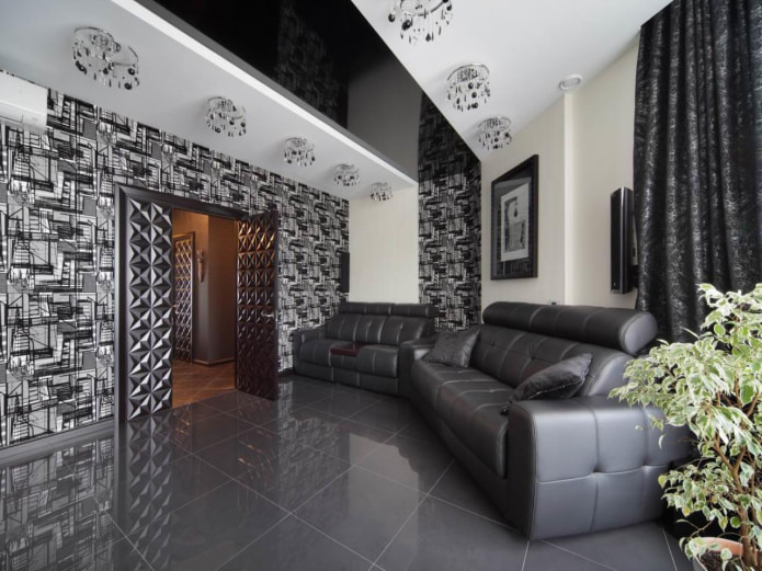 struttura del soffitto teso bianco e nero