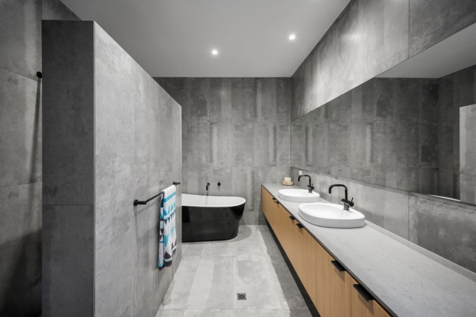 piastrelle grigie in bagno