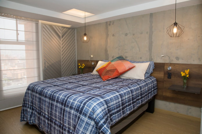 decorazione in cemento nella camera da letto