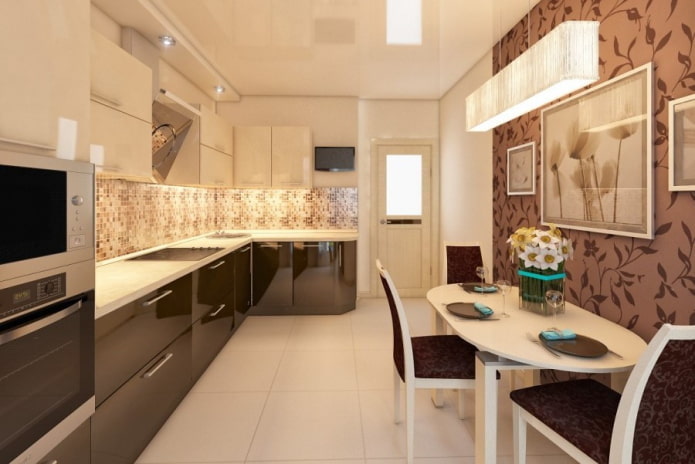interno della cucina nei toni del beige e del marrone