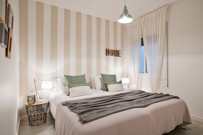 interno della camera da letto bianco e beige in stile moderno