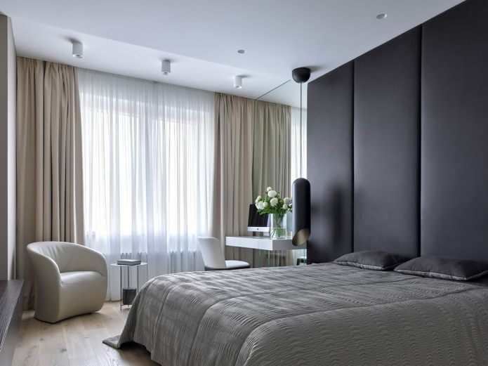 tende in camera da letto in stile high-tech