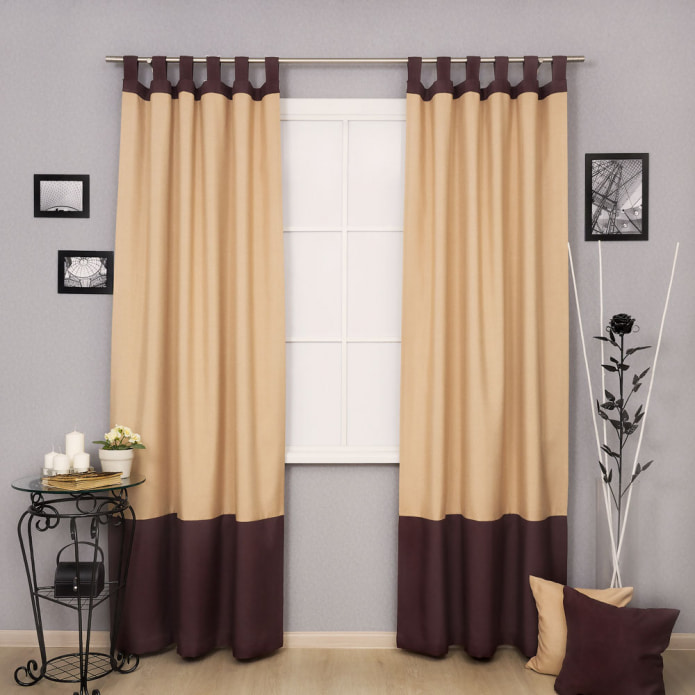 tende beige con passanti marroni