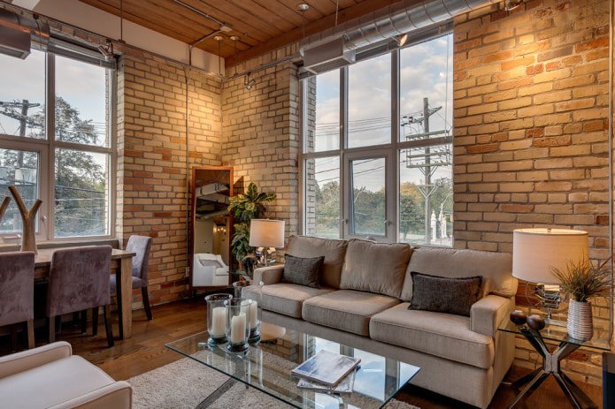 Soggiorno in stile loft